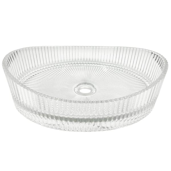 Scotch 20 in. Circular Bathroom Vessel Sink in Clear Tempered Glass