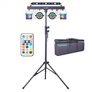 5 in 1 Party Disco Lights with Stand, Sound Activated Stage Lighting with DMX & Remote Control, Disco Ball with Bag