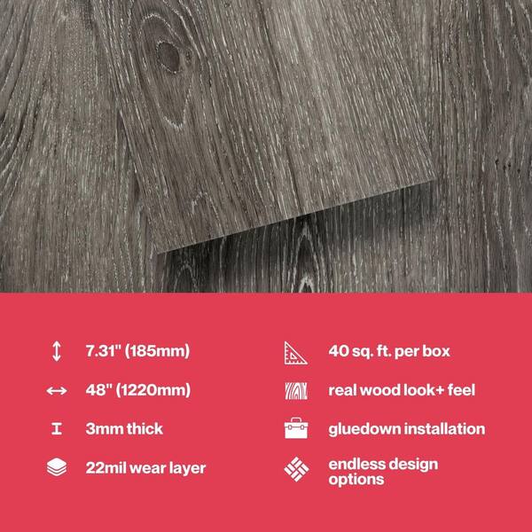 Lucida USA (Sample) Gluecore Coffee Gray Wood Look 22-mil Glue Down Luxury Vinyl Plank