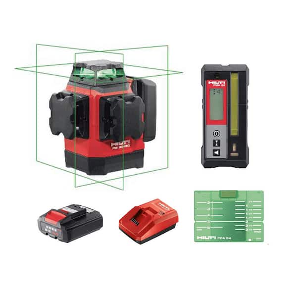 Hilti 3622327 PM 30-MG 131 ft. Multi-Green Laser and Receiver Kit Complete with Receiver, Battery and Charger