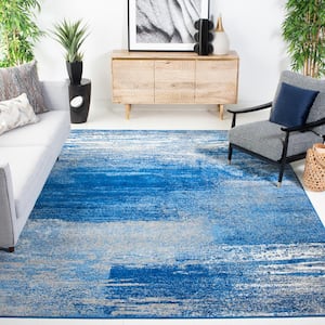 ADirondack Silver/Blue 11 ft. x 15 ft. Solid Color Distressed Area Rug