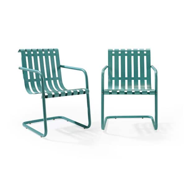 CROSLEY FURNITURE Gracie Blue Metal Outdoor Chair (Set of 2)