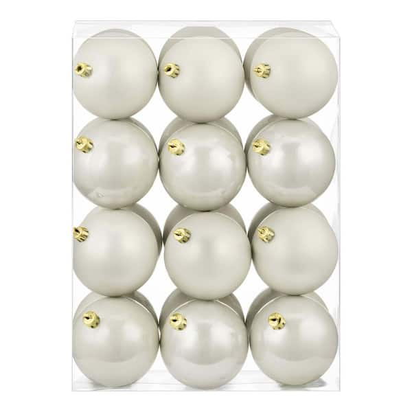 24-Piece Cream Shatter-Resistant Ornaments