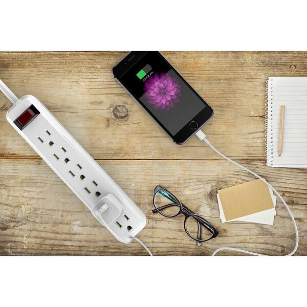 6-Outlet Power Strip, 4 Ft Extension Cord, Power Strip, Flat Plug, Wall...