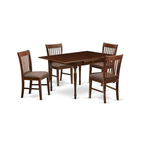 East West Furniture 5-Piece Mahogany Finish Solid Wood Top - Dining Room Set - (Seats-4)