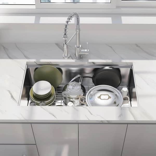 33 in. Undermount Single Bowl 18 Gauge Stainless Steel Kitchen
