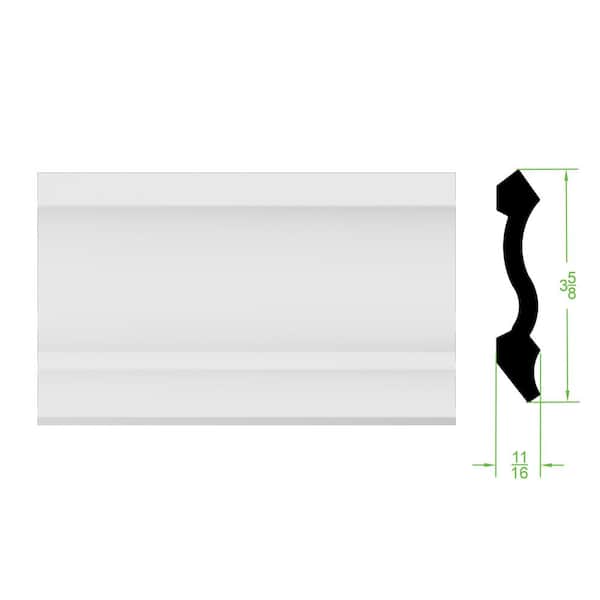 TRIMFINITY 11/16 in. x 3-5/8 in. x 96 in. WM 049 EcoPoly Interior Polystyrene Crown Moulding, White