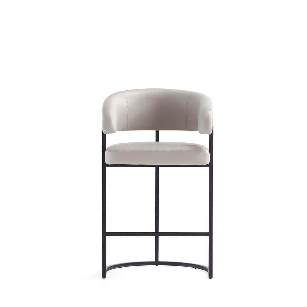 Augusta Light Gray Leatherette Counter Stools with Metal Base, Set of 3