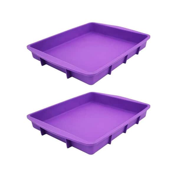 2-Piece Purple Silicone Baking Pan Set Nonstick Flexible Oven Microwave Safe Easy Clean Up Kitchen Bakeware