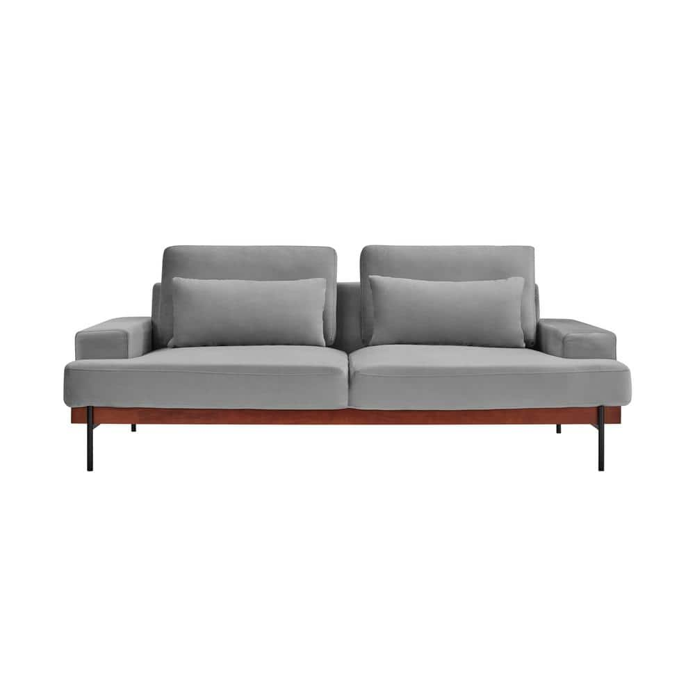 Armen Living Monet 86 in. Gray/Black Velvet 3-Seat Sofa LCMOSOGREY - The  Home Depot