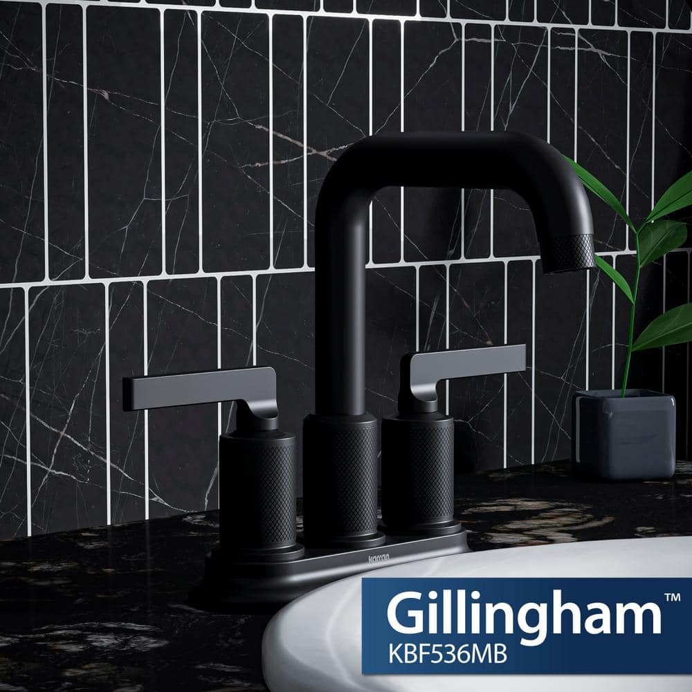 Matte Black Brass Centerset Bathroom Faucet with Pop-up Drain