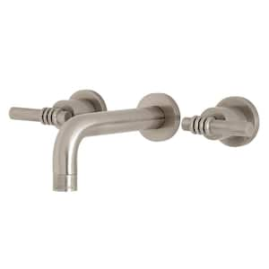 Milano 2-Handle Wall Mount Bathroom Faucet in Brushed Nickel