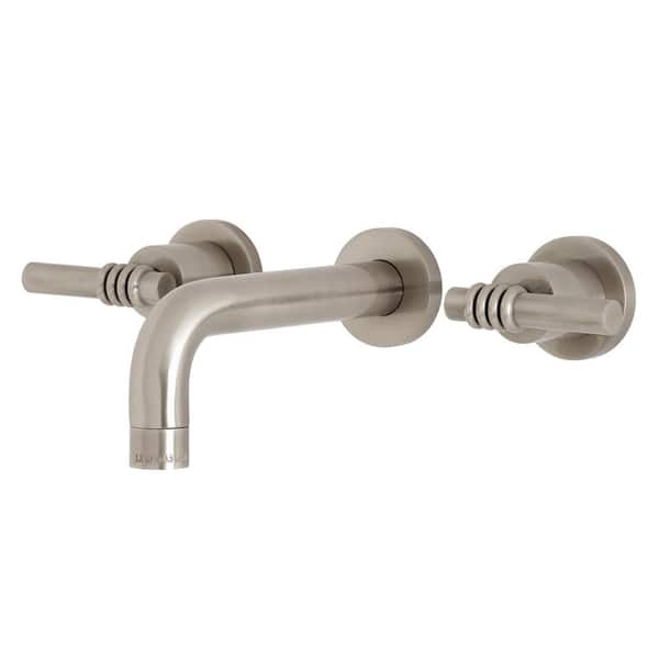 Kingston Brass Milano 2-Handle Wall Mount Bathroom Faucet in Brushed Nickel