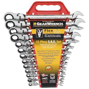 12-Point 72-Tooth SAE Flex-Head Ratcheting Combination Wrench Set (13-Piece)