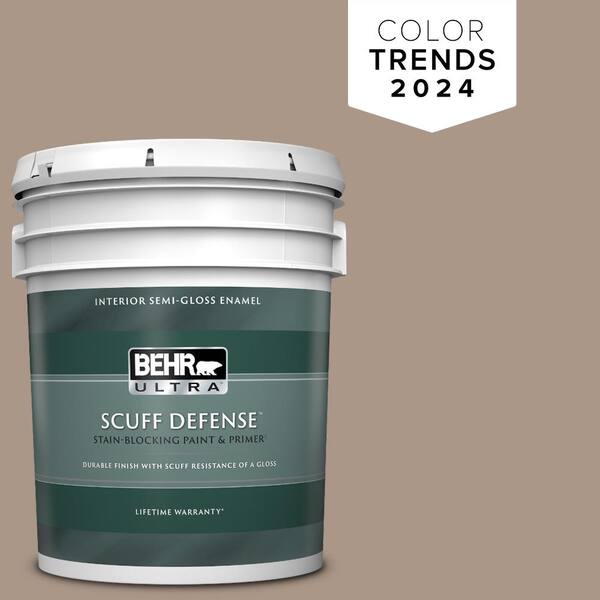 BEHR ULTRA 5 gal. #N230-4 Chic Taupe Extra Durable Semi-Gloss Enamel Interior Paint & Primer