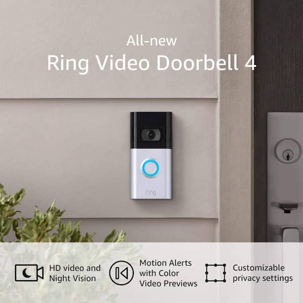 Ring Video Doorbell 4 - Smart Wireless Doorbell Camera with Enhanced  Dual-Band WiFi, Extended Battery, Color Video Previews B08JNR77QY - The  Home Depot