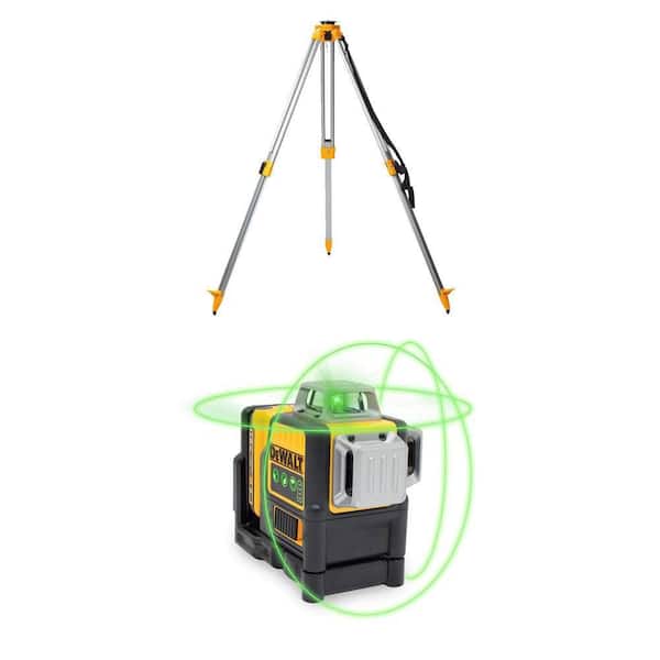 Laser Level Construction Tripod and 12V MAX 100 ft. Green 3-Beam 360 Degree Self-Leveling Laser Level Combo