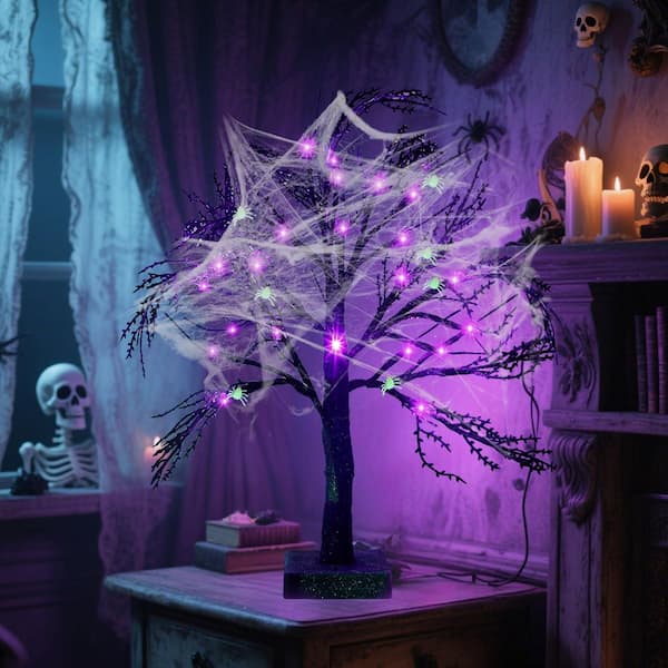 OGETFUUR 2-Pices 18 in. Artificial Halloween Black Spooky Tree