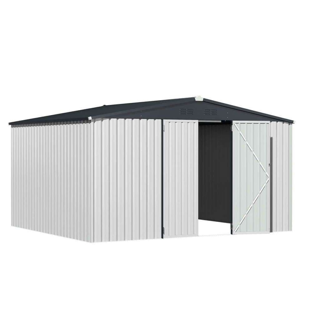 Zeus & Ruta 12 ft. W x 10 ft. D Metal Storage Shed with 2 Doors