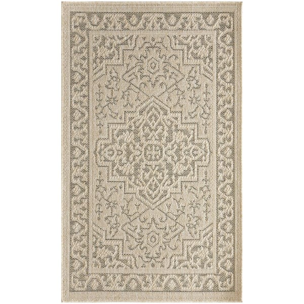 Tulum Taupe Olive 2 ft. x 3 ft. Center medallion Contemporary Area Rug