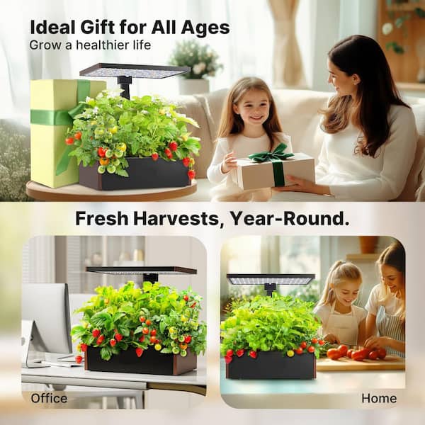 .N/A 25" Height-Adjustable Indoor Hydroponic Garden Kit with 30W Grow Light, 10L Water Tank, 20 Pods, Built-in Pump