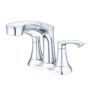 4 in. Centerset 2-Handle Pull-Out Spout Bathroom Faucet in Chrome