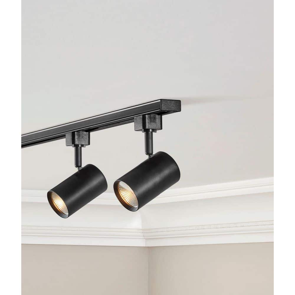 Hampton Bay Black Integrated LED Linear Track Lighting Cylinder Head