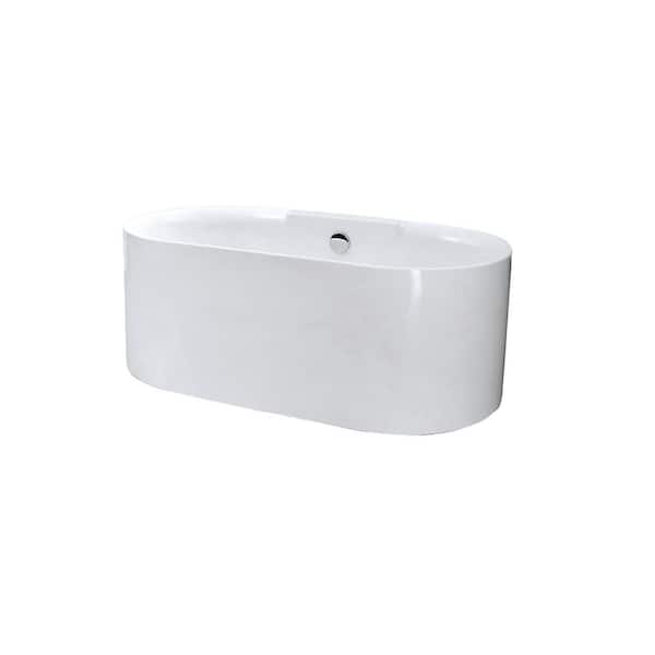 A&E Jules 59 in. Acrylic Flatbottom Bathtub in White