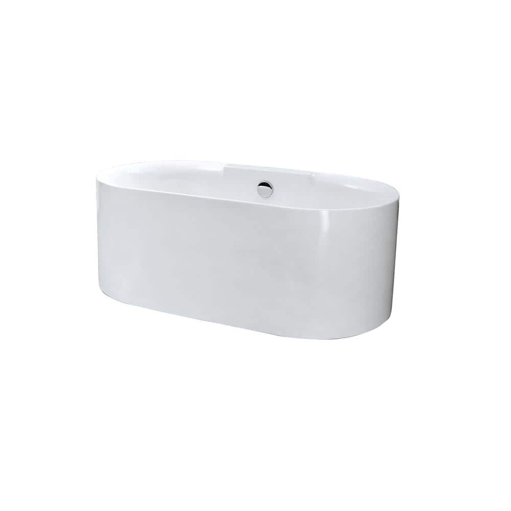 A&E Bath and Shower Jules 59 in. Acrylic Flatbottom Bathtub in White, White/Gloss -  Jules-59