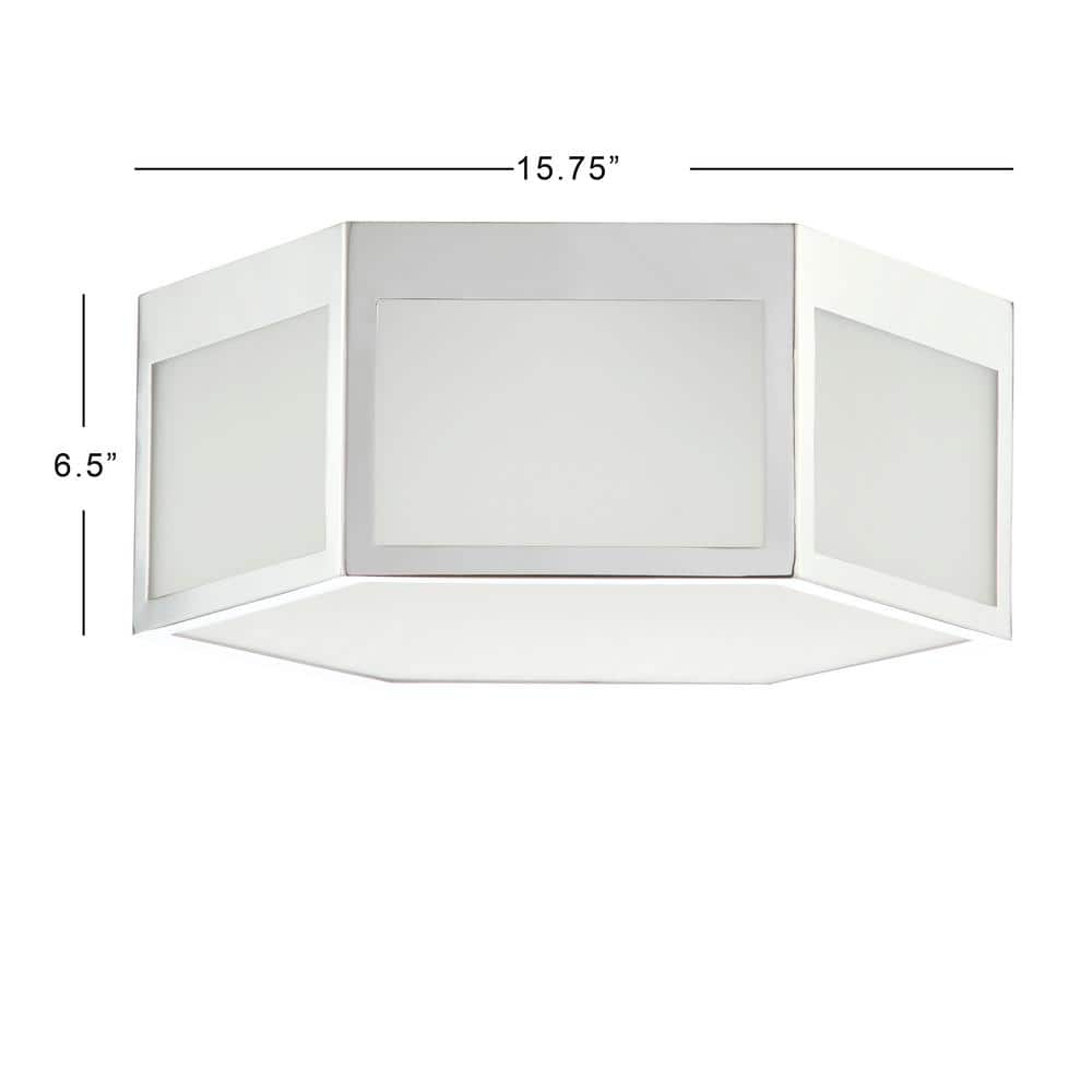 Moderno Classic 15.75" Chrome Hexagon LED Flush Mount
