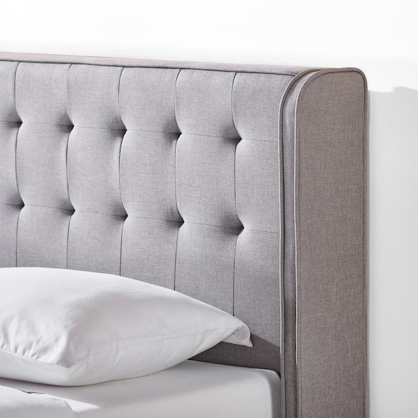 Zinus Benton Stone Grey King Upholstered Platform Bed Frame With Wingback Headboard Olb Fppmcg 14k The Home Depot Zinus Benton Stone Grey King, Upholstered Wingback Bed King
