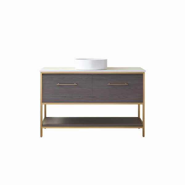 ROSWELL Murcia 48 in. W x 22 in. D x 36 in. H Bath Vanity in Suleiman Oak with White Composite Grain Stone Top