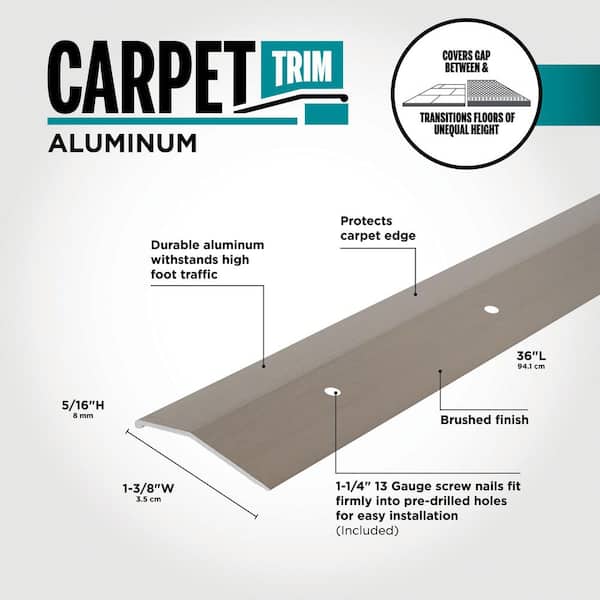 1-3/8 in. x 36 in. Titanium Brushed Carpet Trim Transition Strip