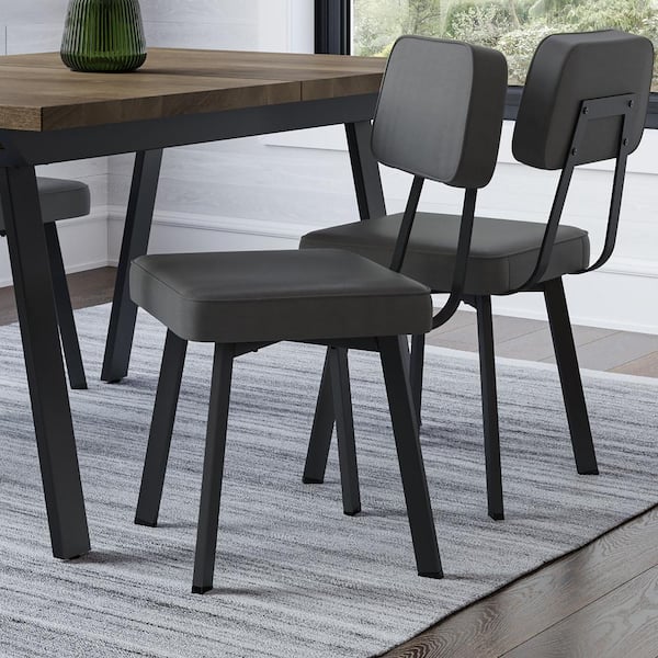 Amisco Clarkson Dark Grey PVC / Black Metal Upholstered Dining Chair