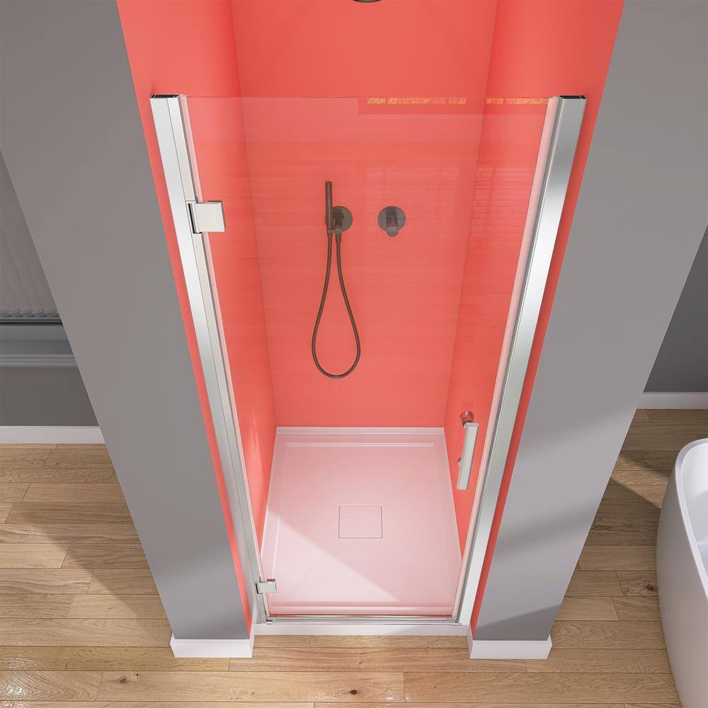 Matte Black 33'' Frameless Pivot Shower Door with Clear Glass