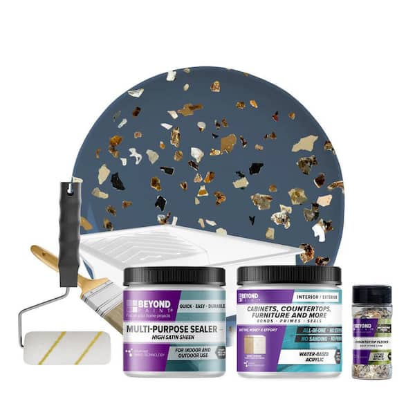 BEYOND PAINT Deep Blue Flat Countertop Kit with Oxford Bronze Flecks