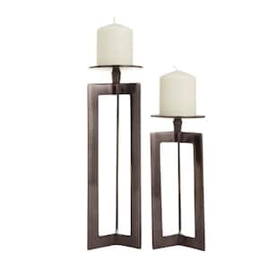 CosmoLiving by Cosmopolitan Bronze Contemporary Aluminum Candle holders (Set of 2)