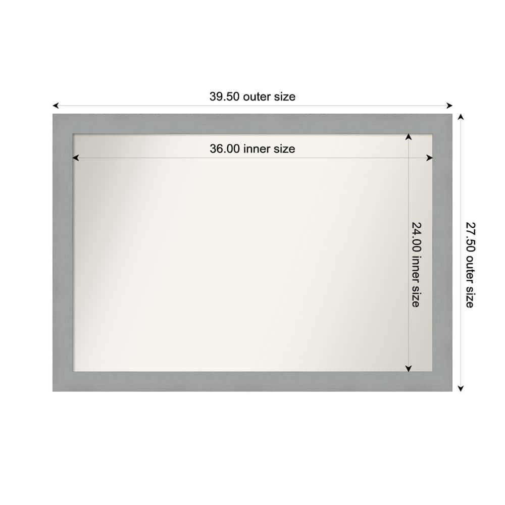 Brushed Nickel 39.5 in. x 27.5 in. Custom Non-Beveled Recycled Polystyrene Framed Bathroom Vanity Wall Mirror price history on PriceWatchPro