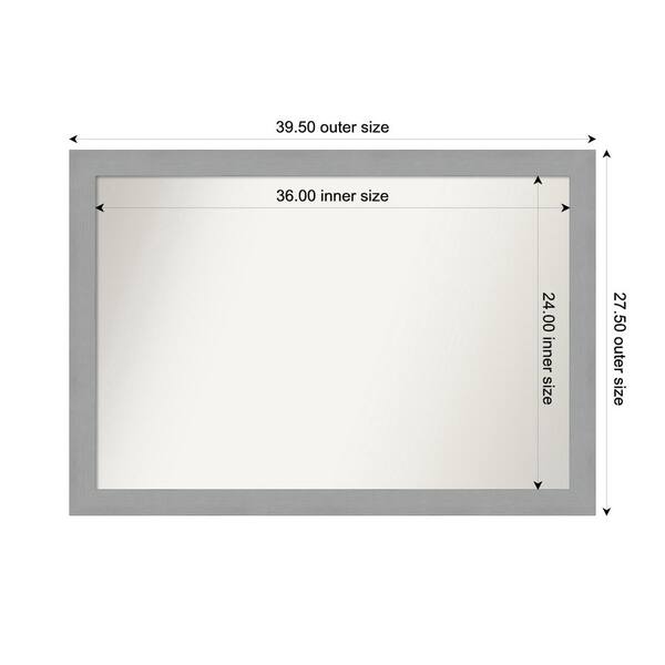 Amanti Art Brushed Nickel 39.5 in. x 27.5 in. Custom Non-Beveled Recycled Polystyrene Framed Bathroom Vanity Wall Mirror
