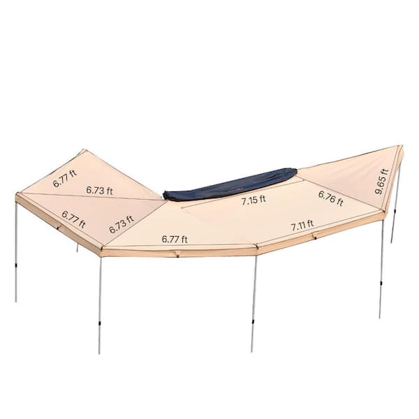 270 Degree Vehicle Awning 133 sq. ft. Driver Side Car Awning Waterproof UV50+ SUV Truck Camping Shelter