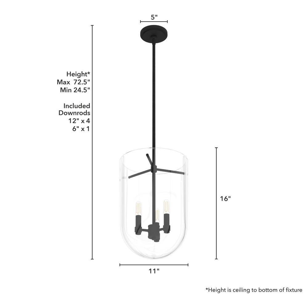Sacha 16'' Black Modern LED Glass Bell-Shaped Pendant
