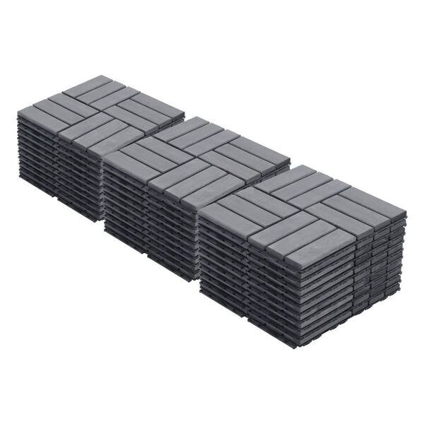 Siavonce 1 ft. x 1 ft. Wood Premium Interlocking Deck Tiles, Quick DIY Installation for Patio in Gray (30 sq. ft. Per Box)