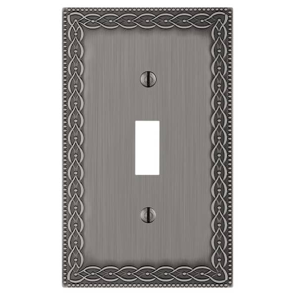 AMERELLE Amelia 1-Gang Antique Nickel Toggle Cast Metal Wall Plate