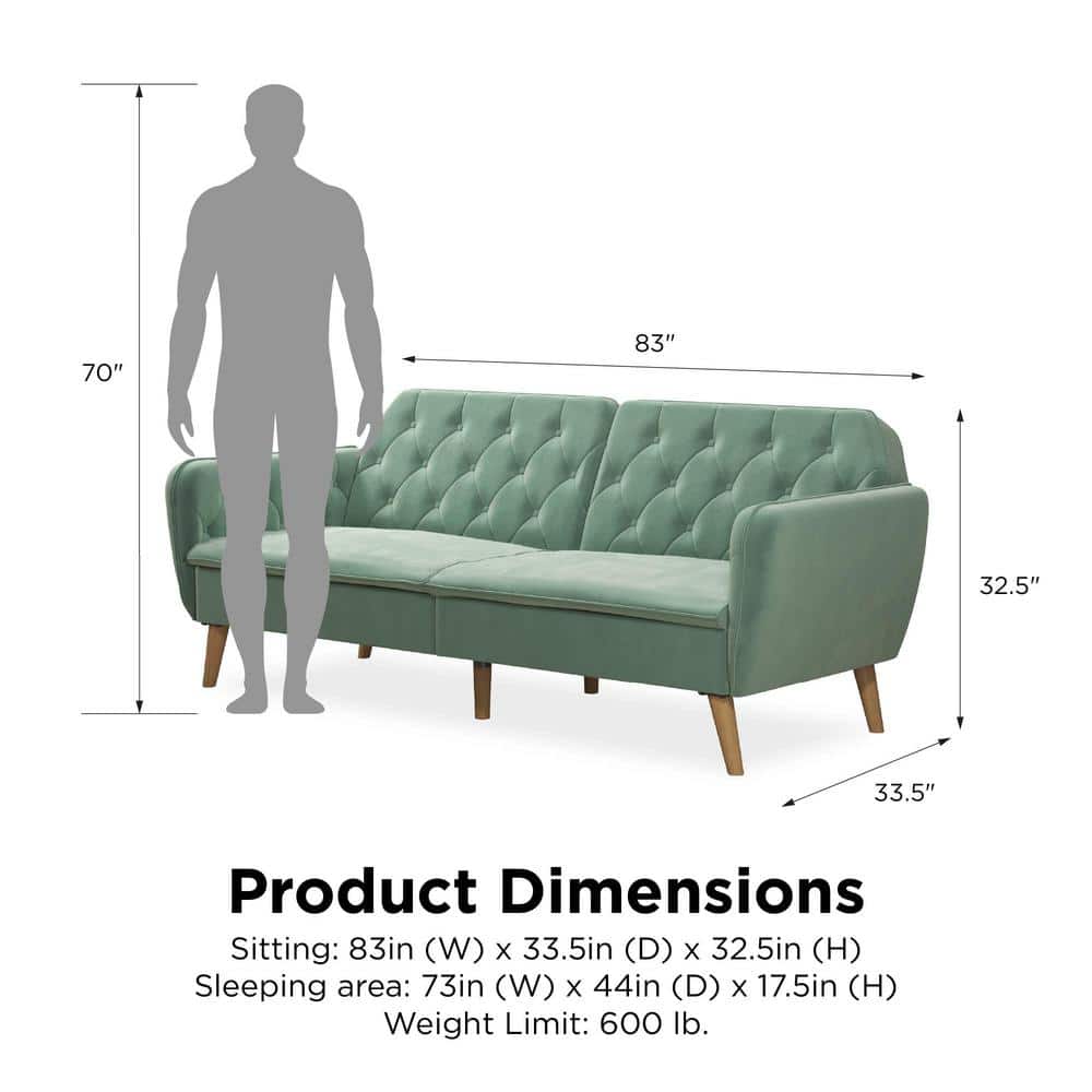 Tallulah Light Green Velvet Memory Foam Sleeper Sofa