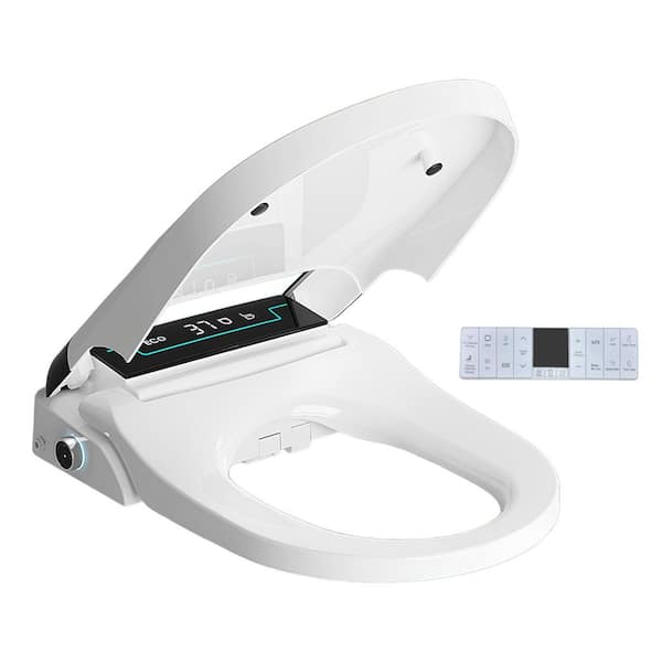 Electric Plug-In Bidet Seat for Elongated Bidet Toilet Seat with Instant Warm Water Dryer Self-Clean Nozzle in White
