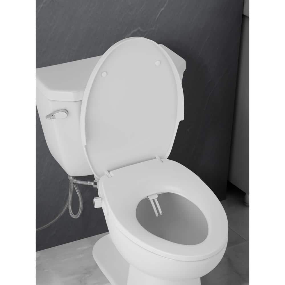 White Polypropylene Manual Bidet Seat with Dual Nozzles