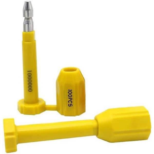 Unbranded 100 Pack Tamper Evident High Security Bolt Seals Yellow with Serial Number for Container Trailer Cargo Shipping
