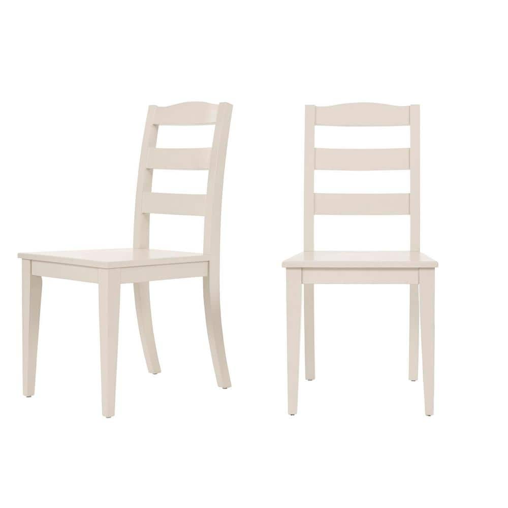 StyleWell Ivory Wood Dining Chair with Ladder Back (Set of 2)