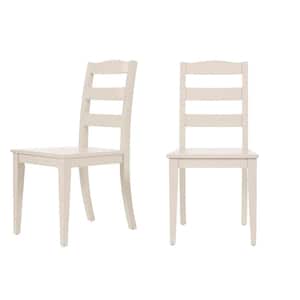 Ivory Wood Dining Chair with Ladder Back (Set of 2)
