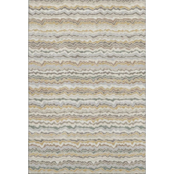 Mayfield Premium Machine Washable Abstract AMF2436 Ivory 5 ft. x 7 ft. 6 in. Area Rug